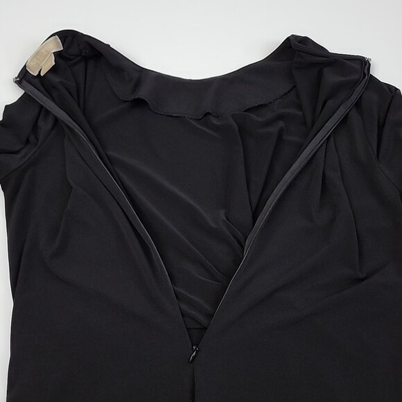 Michael Kors Women's Black Sheath Long Sleeves Dress Fold over Front Size Medium - Picture 5 of 9